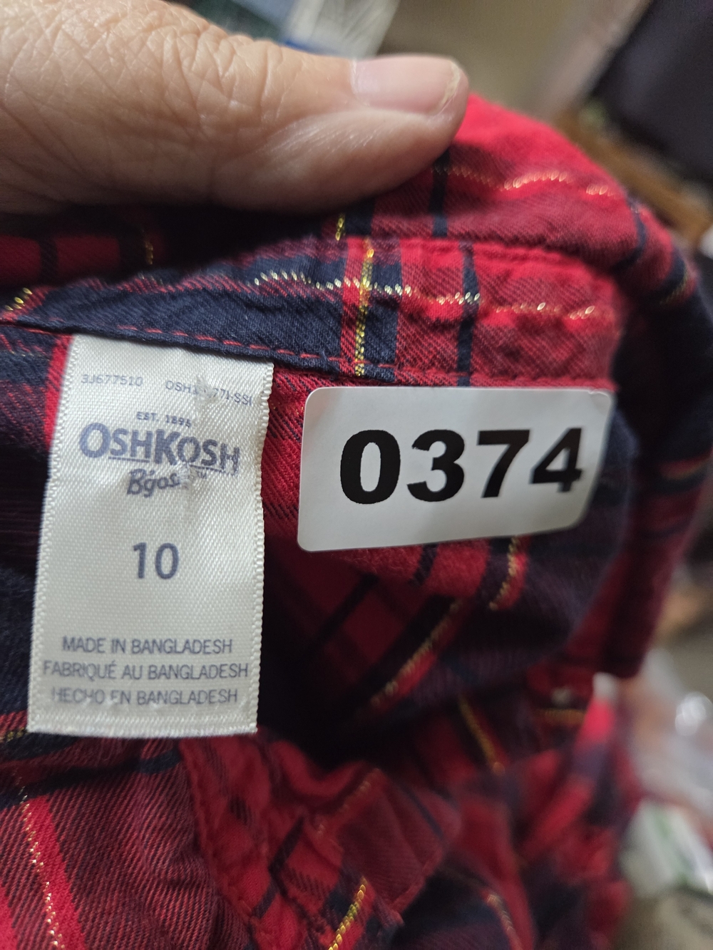 OshKosh B'gosh Red Plaid Boys' Shirt - Size 10.